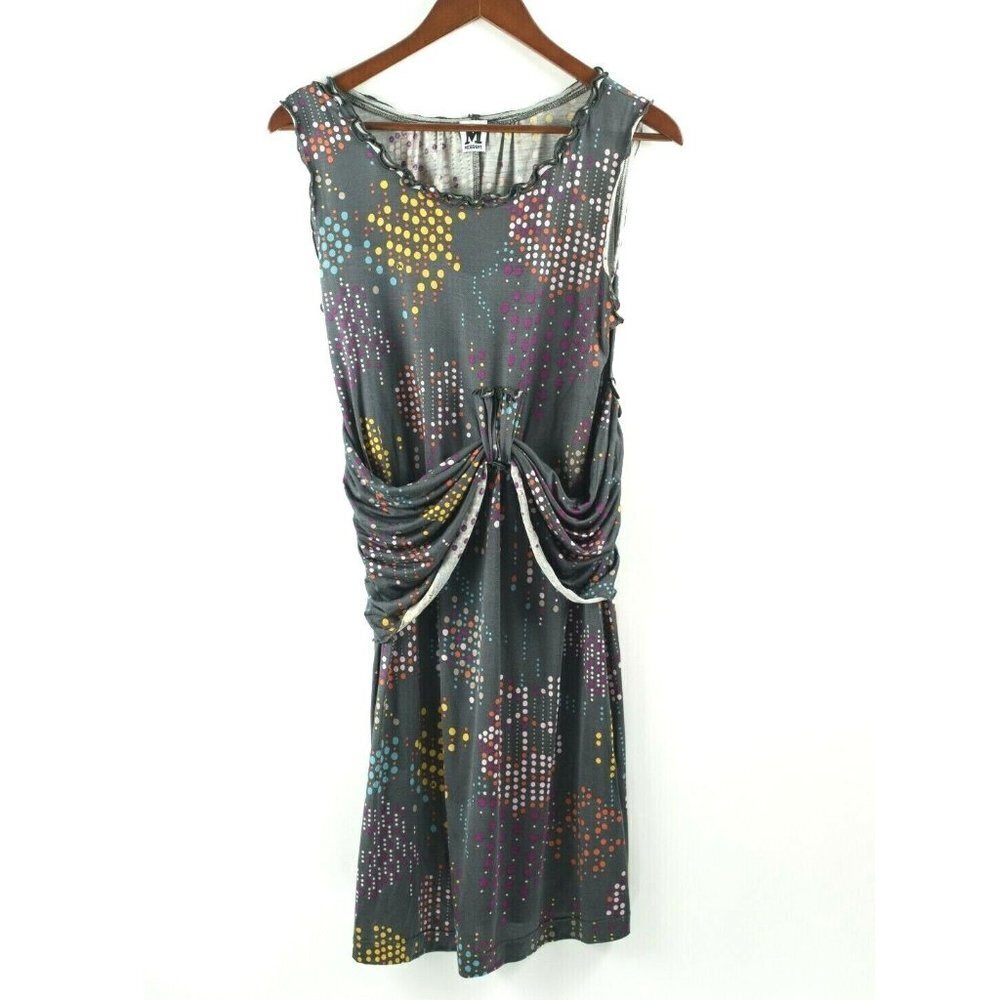 M Missoni Women's Size US10 Medium Grey Polkadot Dress Cotton Sleeveless Mini